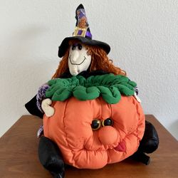 vintage halloween witch pumpkin candy bowl