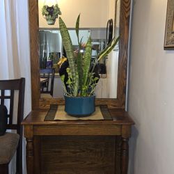 Console Table With Mirror, Solid Wood