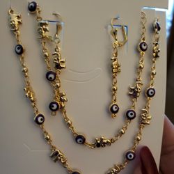 Evil Eye Necklace, Bracelet, Earring Set
