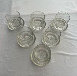 Clear Glass Tea Cup and Saucer Set of 6