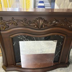 Cherrywood Marble Fireplace Tv Stand