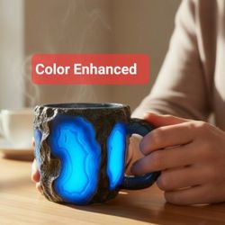 Resin Blue Agate Geode Mug Imitation Mineral Crystal NO Stainless Steel Insert. Outer shell ONLY. Like new condition. Can be used as a pen/pencil hold