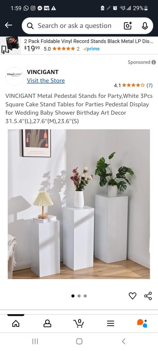 Metal Square Pedestial Stands For Party (3 Pcs)