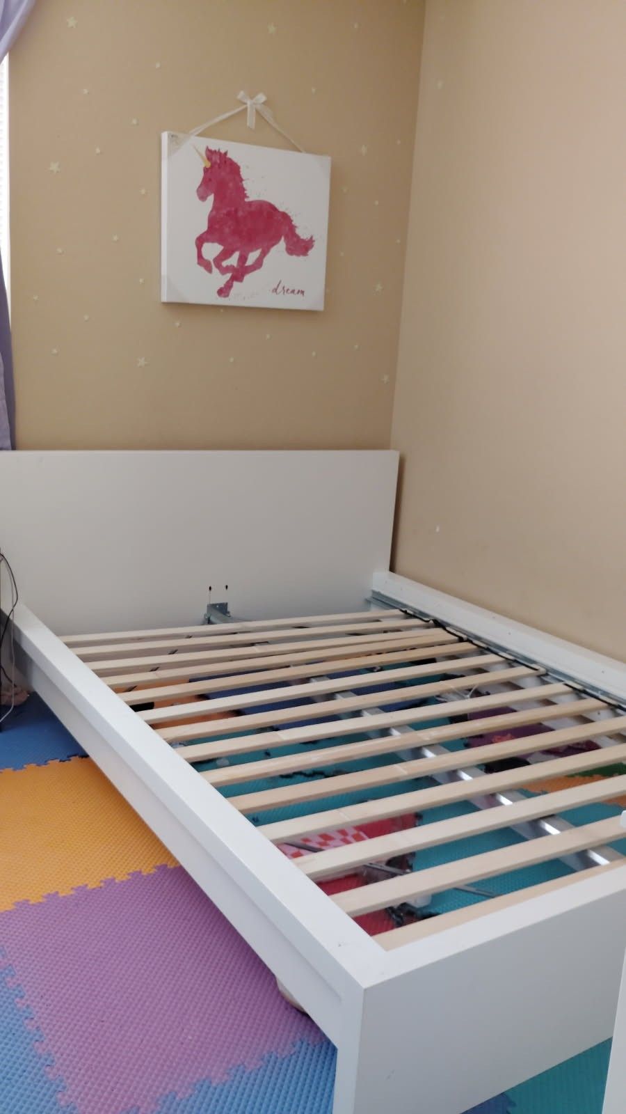 White Full Size Wooden Bed Frame
