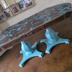 Vintage Solid Wood Dining / Kitchen Table – Pedestal Base – Statement Piece
