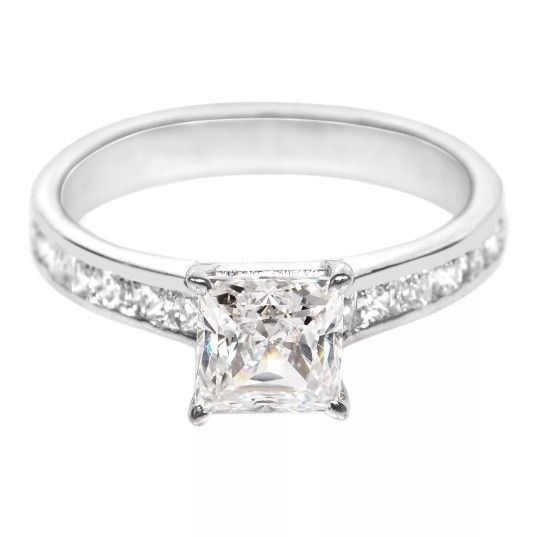 3.40Ct D/VVS1 Princess CUT Diamond Ring In Solid 14KT White Gold