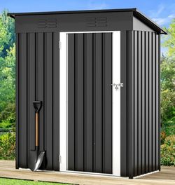 Dark gray outdoor metal storage shed 3 ft x 5 ft - NEW