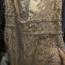 Beautiful Long Dress Gold And Pink Wear One Time 