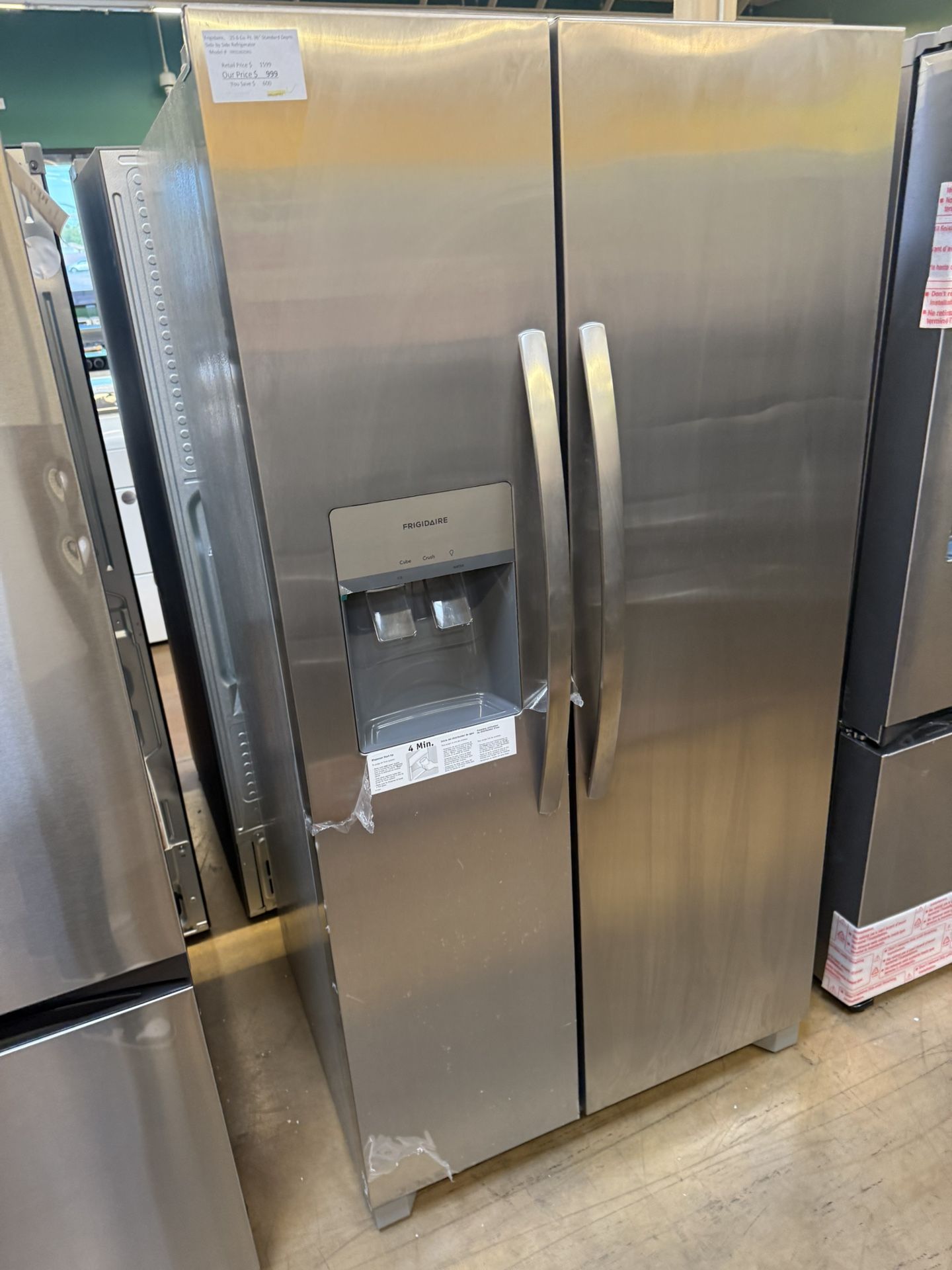 Frigidaire 36” side by side refrigerator