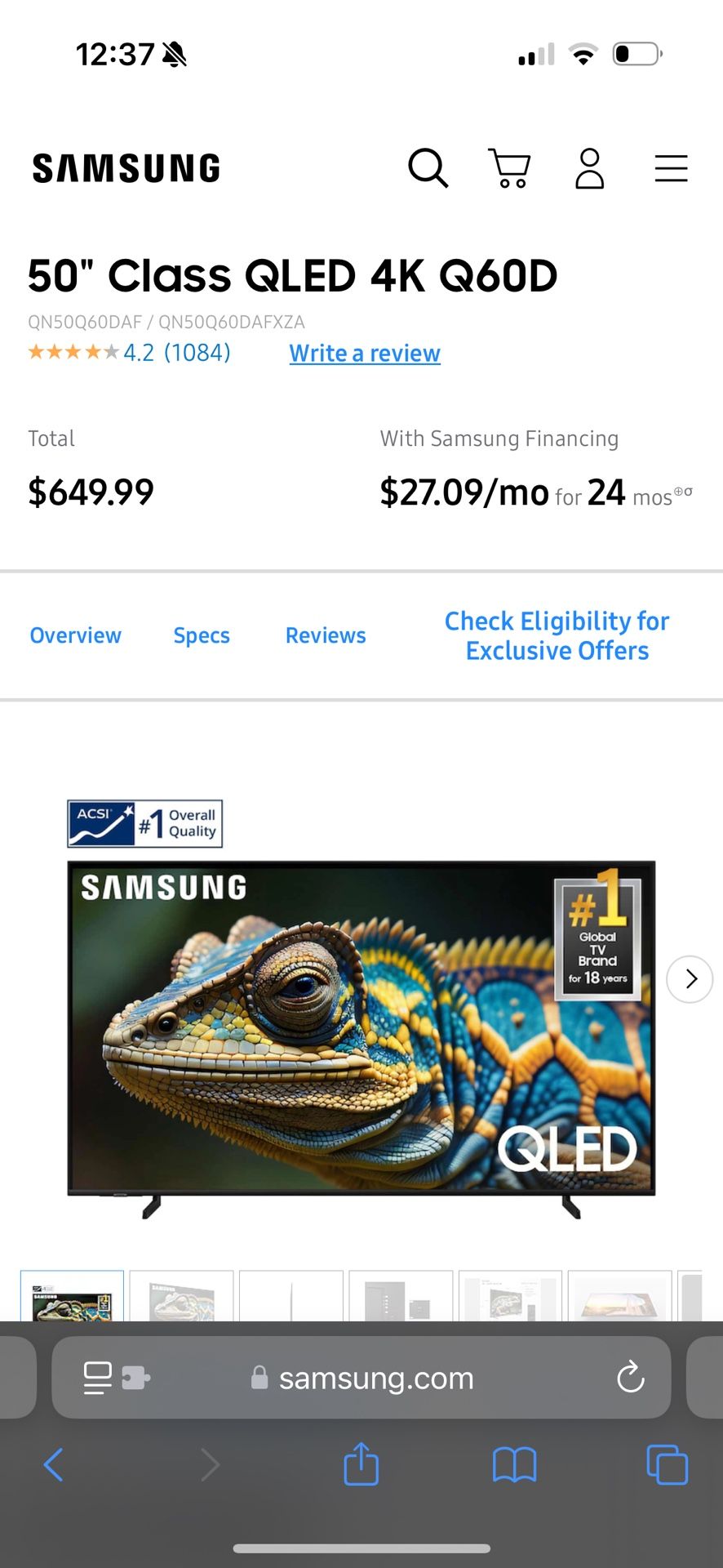 Samsung 50” QLED 4K 2024 Q60D