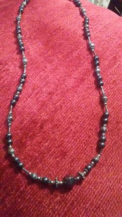 MARCASITE & BRONZE BEADED NECKLACE