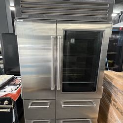 Sub zero Pro stainless steel 48” built in Refrigerator glass door
