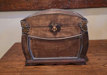 Vintage Wooden Chest with Metal Accents