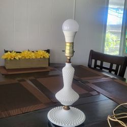 Vintage White Milk glass Lamp 