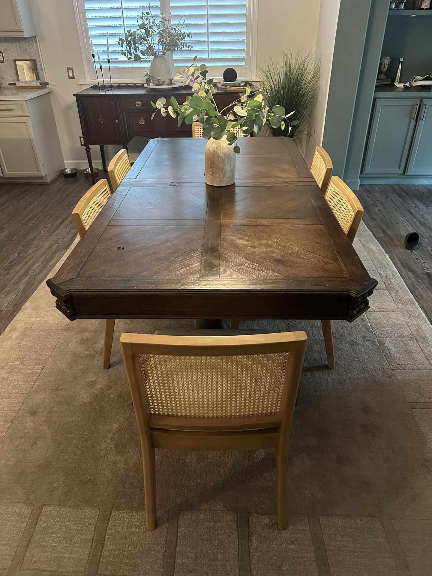 Brand New Six Dining Chairs Cane Modern Mcm Beige White Century