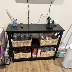 Black 3-Tier Shelf / Console Table — Good Condition