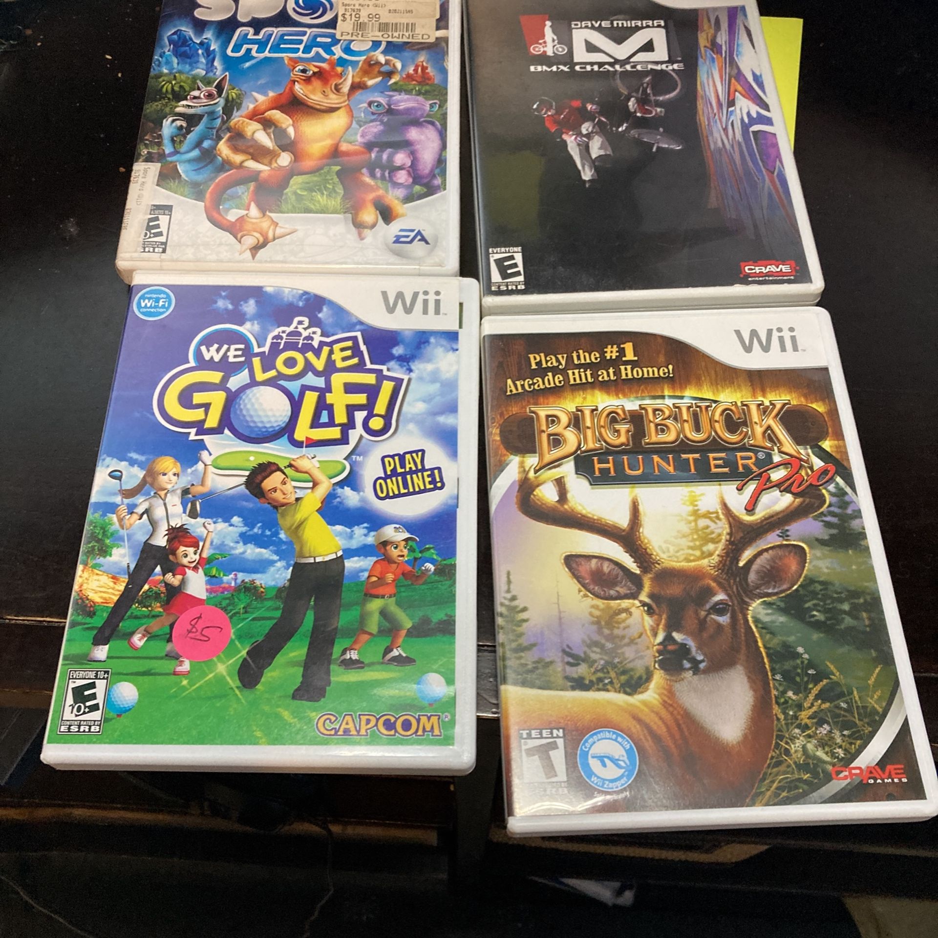 🕹️✨Nintendo Wii Lot - Spore Hero, Big Buck Hunter Pro, We Love Golf, Dave Mirra BMX🕹️