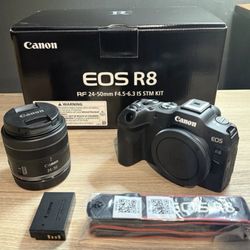 Canon EOS R8 4k video Mirrorless camera with RF24 50mm F/4.5-6.4 is stm lens 