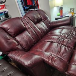 Fully Reclining Leather Love Seat