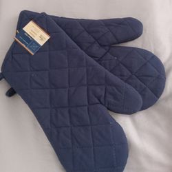 Home Collection Royal Blue 100% Cotton Oven Mitts