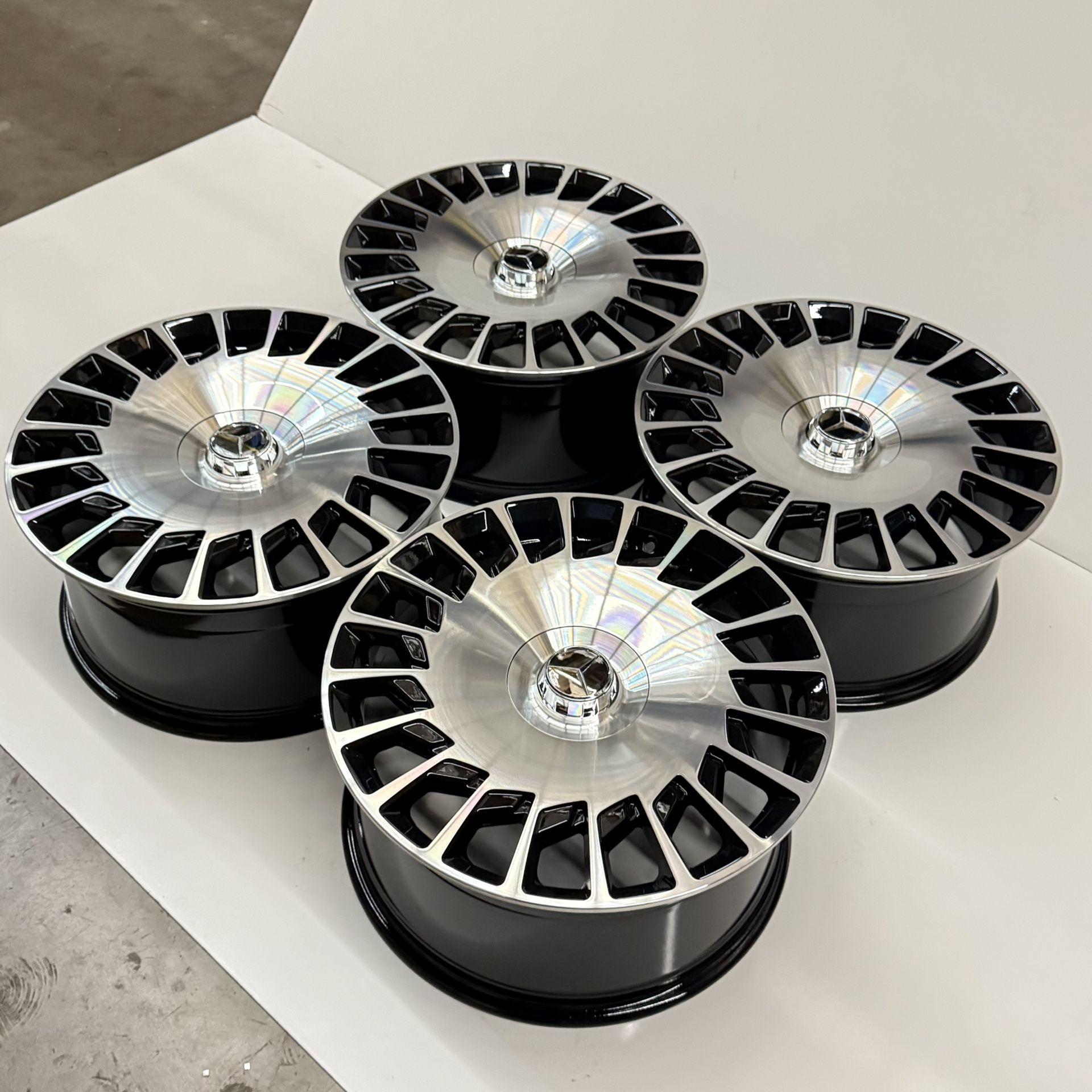 20” NEW Mercedes AMG Style Wheels Rims Squared Set 20x9.5 +42 (5x112) Fits W206 W213 W214 W222 W223 Brand New in Box 4X Set Machined Face, Gloss B