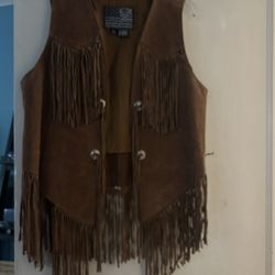 Size L Fringe Western Leather Vest 