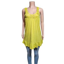 Pulp crew neck yellow sleeveless floral dress top M 