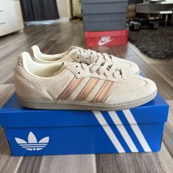 Women’s Adidas Samba OG LE Shoes - Off White Copper Metallic - Size 6.5, 7.5, 8, 8.5, 9, 10, 11