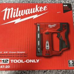 Milwaukee M12 12-Volt Lithium-Ion Cordless 3/8 in. Crown Stapler.  Brand NEW.  Tool Only. 