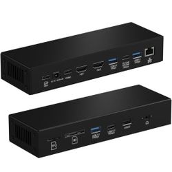 Laptop Docking Station, 15-in-1 USBC Docking Station, Triple Display with 2 x 4K HDMI and 1 x USB-C Video Port, 100W Charging for Laptop, 10 Gbps USB-