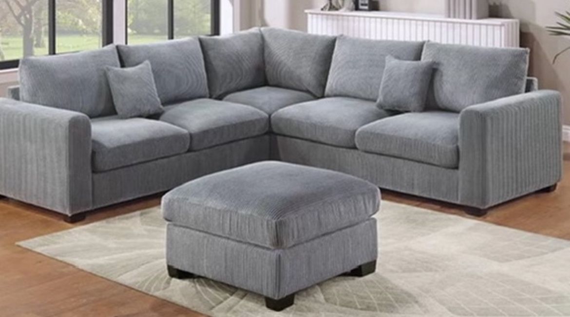 New! Super Comfy! Soft Touch Sofa Sectional !! FREE XL OTTOMAN!!