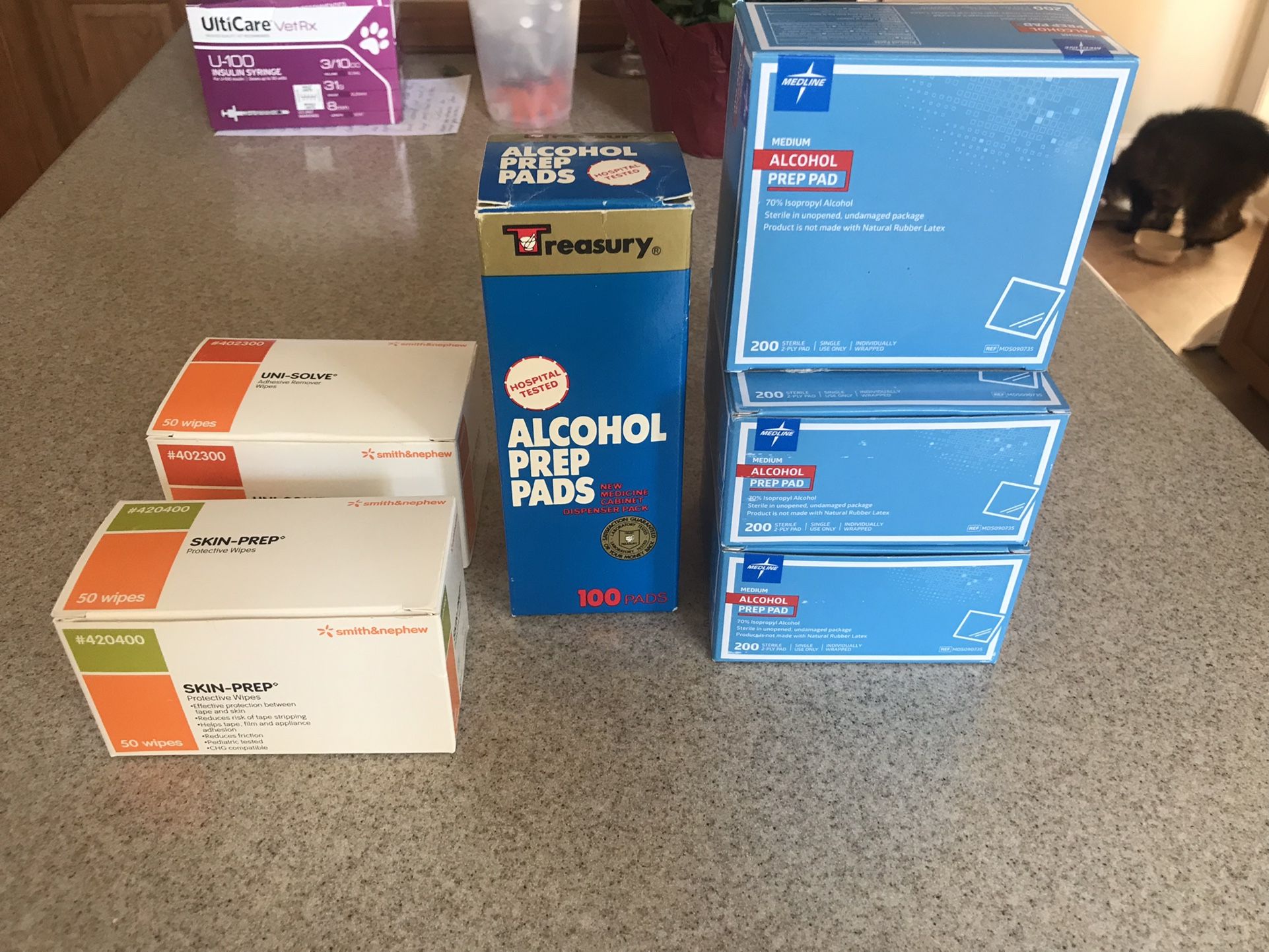 Alcohol prep pad remove or adhesive remover and skin prep