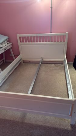 IKEA bed frame in white with box frame.