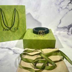🖤 Gucci GG Marmont Thin Leather Belt w/ Shiny Buckle – Gucci 100 / 40" / US 30 Ready!