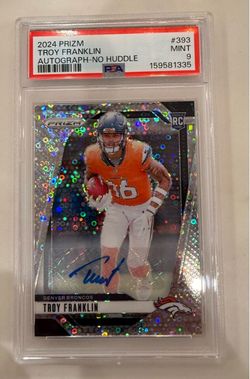 TROY FRANKLIN 2024 PANINI PRIZM NO HUDDLE DISCO AUTO ROOKIE CARD #393 PSA 9