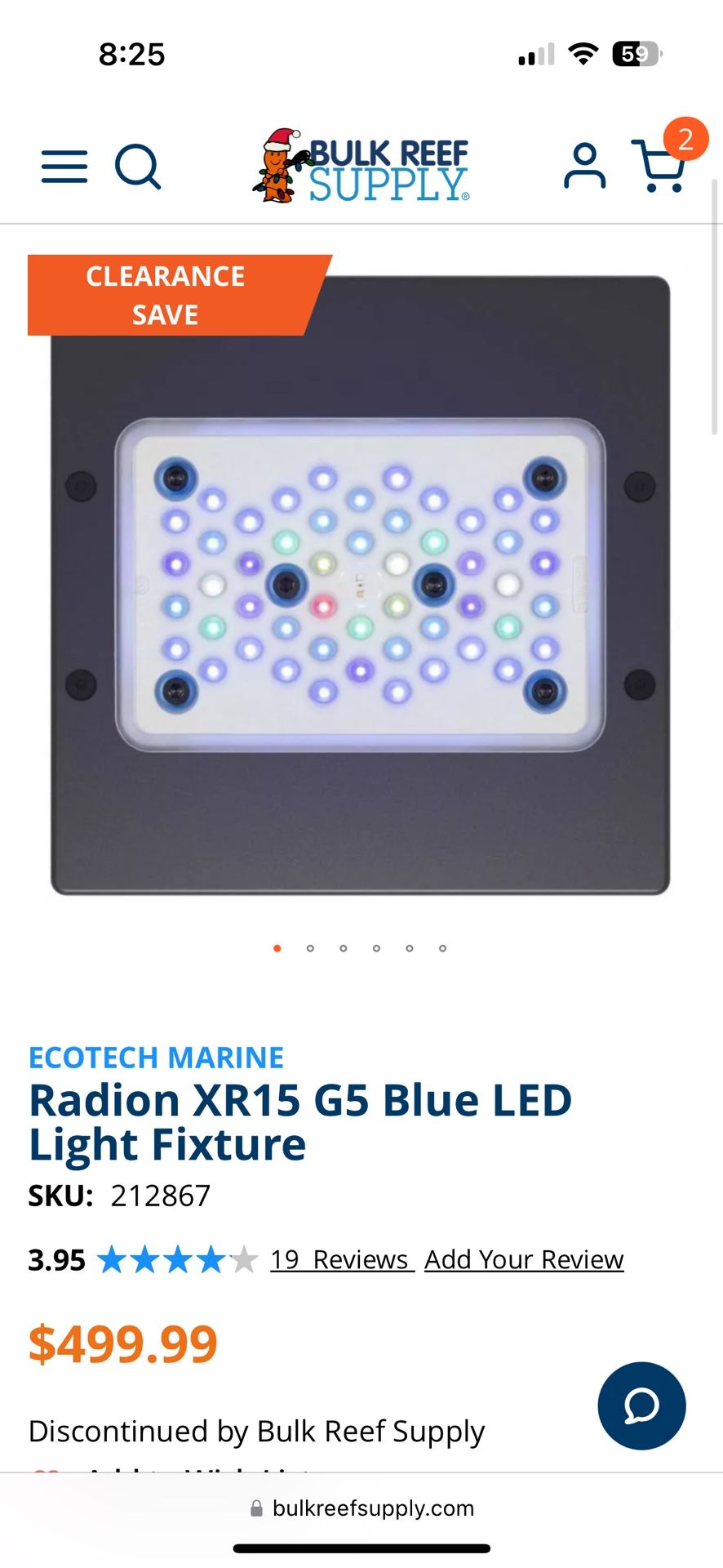 Radion XR15 With RMS Bracket & Reef Bright XHO-K15 