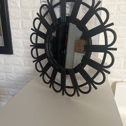 Black Rattan Sunburst Mirror