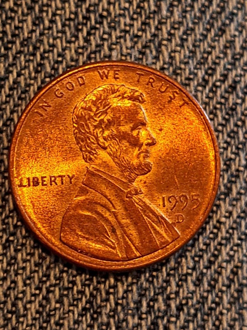 1995 D Rd/brn Abraham Lincoln Penny ERROR