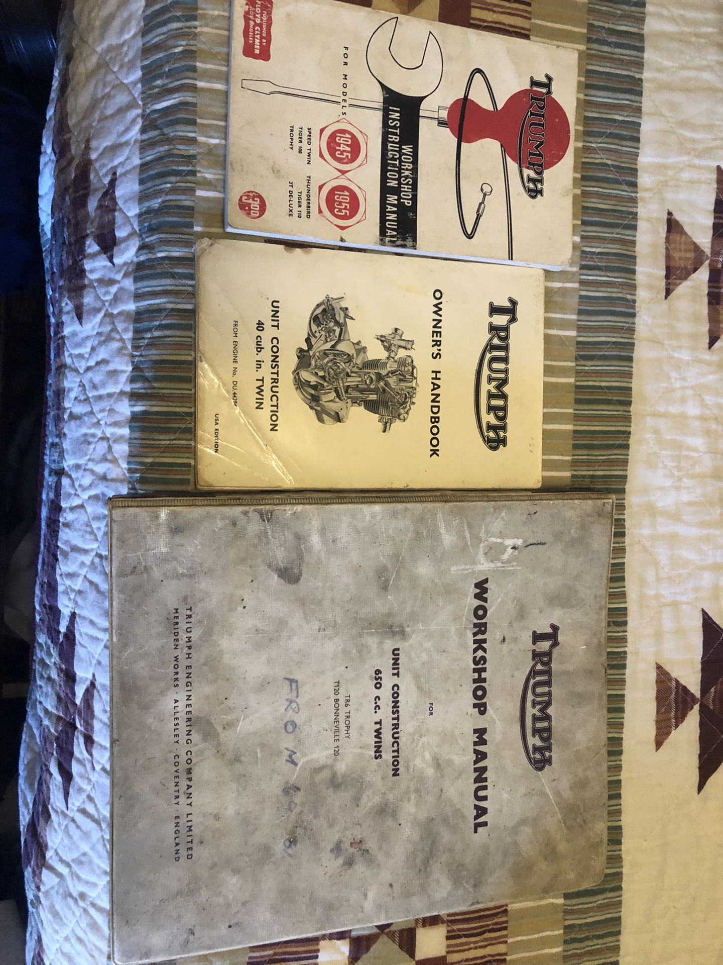 Triumph bonneville wrkshp man, owner handbk , workshop inst manual