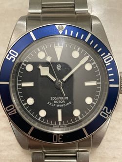 Tudor Blue Black Bay Homage 41mm Amazing Detail Stainless Steel