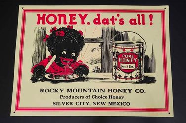 Vintage Embossed Rocky Mountain Honey Co. Metal Sign