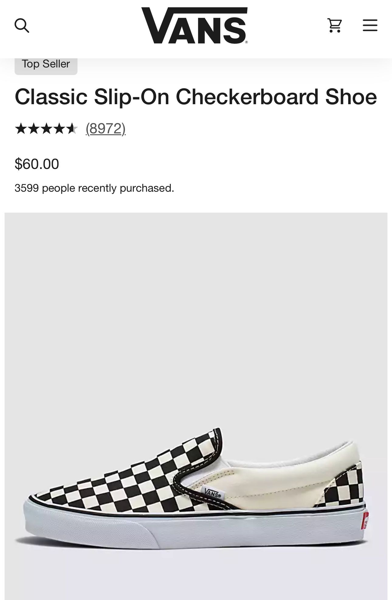 New Men’s Size 9.5 Checkered Vans