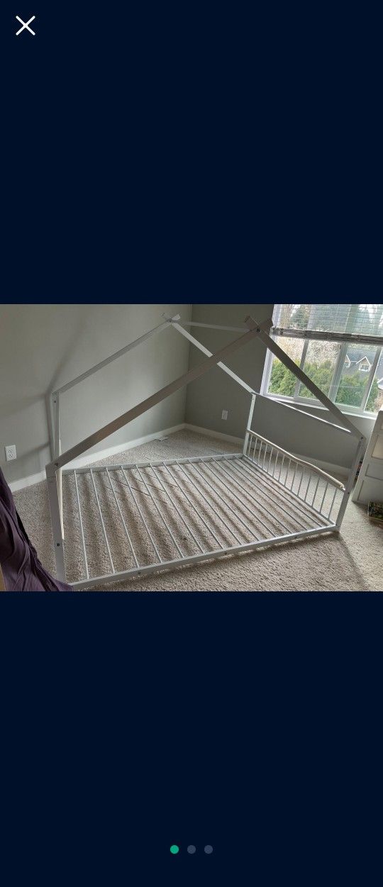 White Metal Toddler Bed Queen Size 