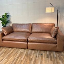 "Emilia Caramel Leather 2-Piece Loveseat – Perfect Blend of Luxury & Comfort!"
