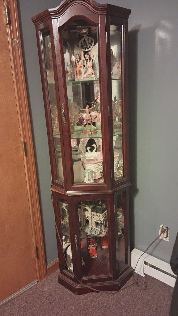 Cherry Wood Curio Cabinet