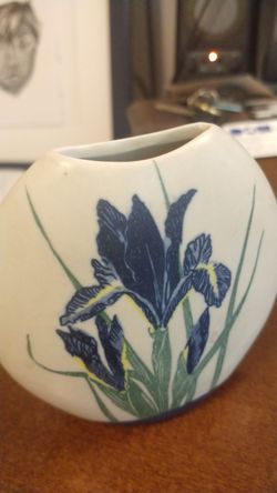 4 inch Japanese otagiri hand painted Iris miniature vase