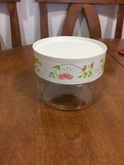 Pyrex small vintage glass canister with lid