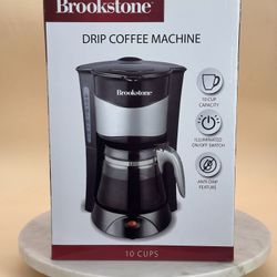 Brookstone COFFEE MAKER 10 Cup ANTI-DRIP FEATURE KEEP WARM FUNCTION NEW IN BOX!!