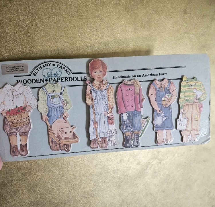 1991 Vintage Bethany Farms Wooden Paper Dolls Country Andy Lynn 8008