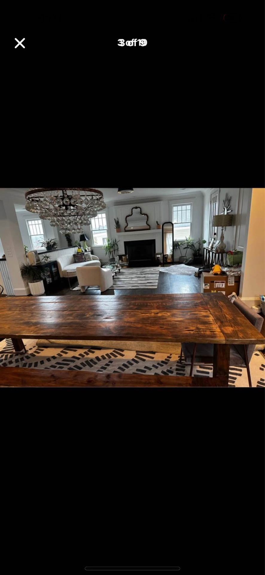 RH inspired hand made solid reclaimed wood dining table 114x37
